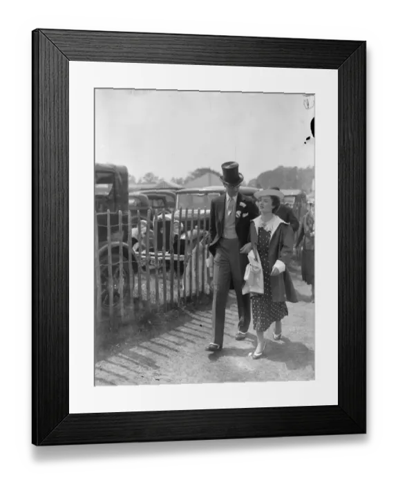 Framed Print : At the races - Miss B Campbell and Mr H Russell. 28 May 1936 Framed Print : At the races - Miss B Campbell and Mr H Russell. 28 May 1936