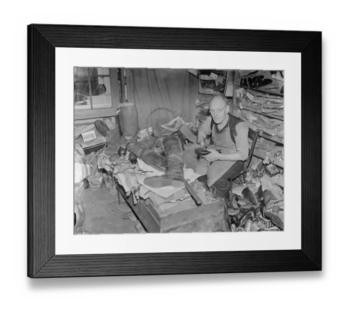 Framed Print : English village cobbler makes shoes for the Pope. An Englishman makes the Popes shoes Framed Print : English village cobbler makes shoes for the Pope. An Englishman makes the Popes shoes