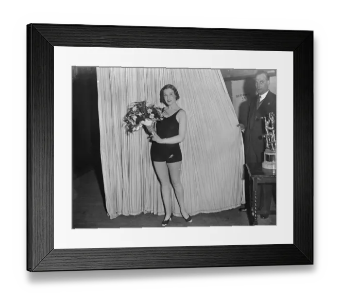 Framed Print : Winner of worlds most perfect figure contest in London. Miss Stella Pierres of Hampstead Framed Print : Winner of worlds most perfect figure contest in London. Miss Stella Pierres of Hampstead