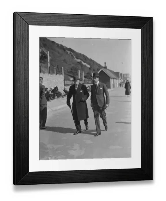 Framed Print : The Duke of Connaught takes the sun on the seafront at Bournemouth with his and equerry Framed Print : The Duke of Connaught takes the sun on the seafront at Bournemouth with his and equerry