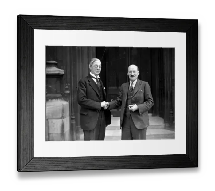 Framed Print : Westminster - Election of Labour Party. Mr Arthur Greenwood (left) and Major Attlee Framed Print : Westminster - Election of Labour Party. Mr Arthur Greenwood (left) and Major Attlee