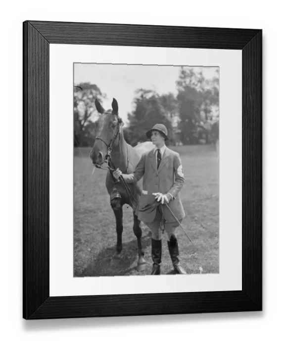 Framed Print : At the Ranelagh Club Pony show - Miss Diana Guest with her horse. 1928 Framed Print : At the Ranelagh Club Pony show - Miss Diana Guest with her horse. 1928