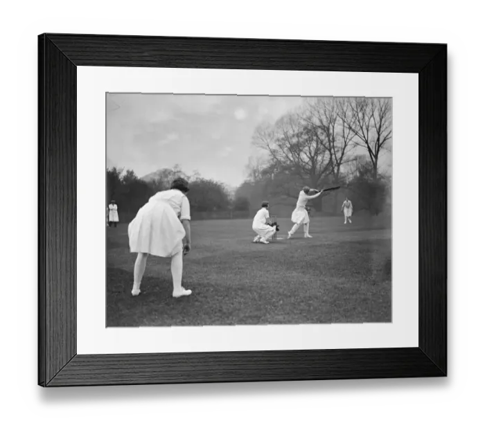 Framed Print : The Ladies opening cricket match at Cobham, the Cuckoos versus the Women Framed Print : The Ladies opening cricket match at Cobham, the Cuckoos versus the Women