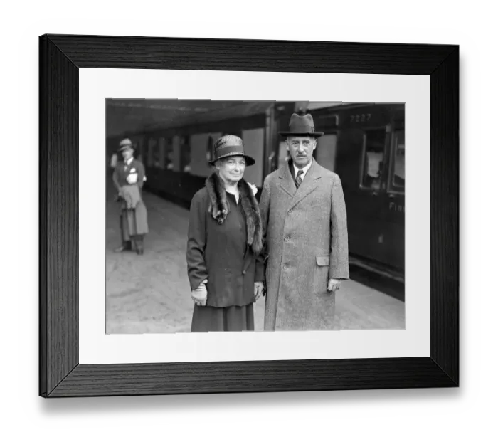 Framed Print : At Waterloo, Col and Mrs Stimson photographed prior to their departure for U. S. 28 Framed Print : At Waterloo, Col and Mrs Stimson photographed prior to their departure for U. S. 28