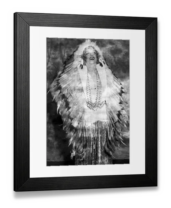 Framed Print : Americas Night Club Queen dons feathers. Texas Guinan, the famous night club