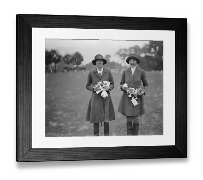 Framed Print : Ladies Mounted Sports at Ranelagh Miss Joan Parry and her half sister Miss Nancy Framed Print : Ladies Mounted Sports at Ranelagh Miss Joan Parry and her half sister Miss Nancy