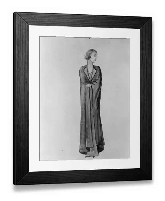 Framed Print : Drawing of Princess Marinas trousseau by Molyneux - evening cape 26 November 1934 Framed Print : Drawing of Princess Marinas trousseau by Molyneux - evening cape 26 November 1934