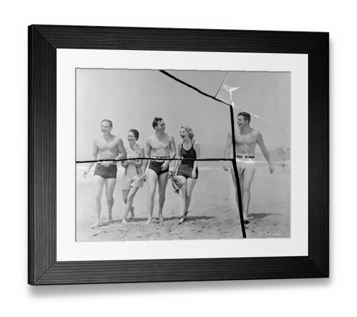 Framed Print : Quintet of Hollywoods best known actors, in the briefest of bathing attire, going Framed Print : Quintet of Hollywoods best known actors, in the briefest of bathing attire, going