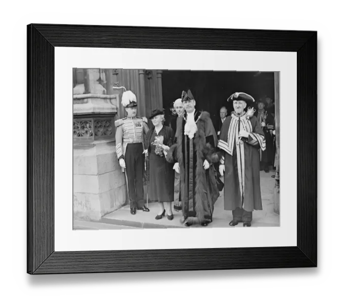Framed Print : The Lord Mayor elect, Sir Frank Bowater with Lady Bowater seen at the House of Lords
