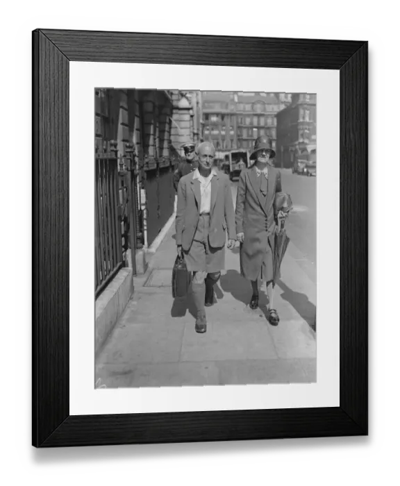 Framed Print : Dr A C Jordan, Advocate of Shorts for men, is seen arriving at his consulting Framed Print : Dr A C Jordan, Advocate of Shorts for men, is seen arriving at his consulting