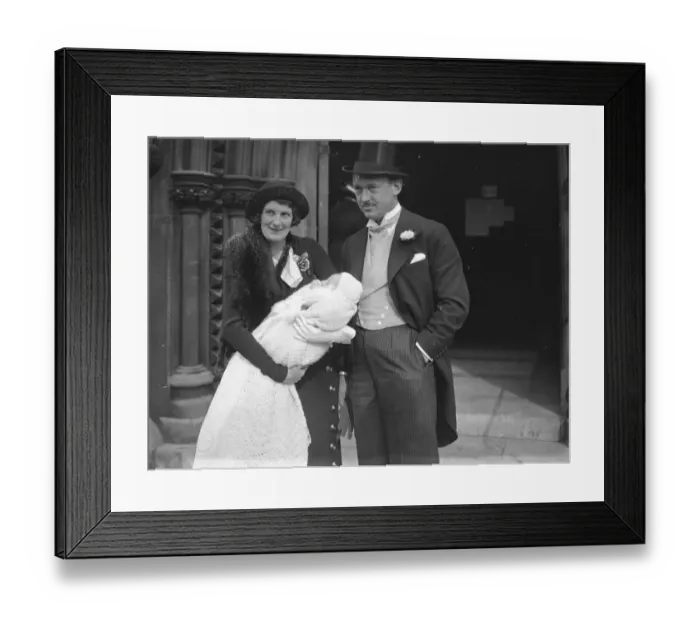 Framed Print : Mr and Mrs FA Gardiner and their infant son after the babys christening at St Marks Church Framed Print : Mr and Mrs FA Gardiner and their infant son after the babys christening at St Marks Church