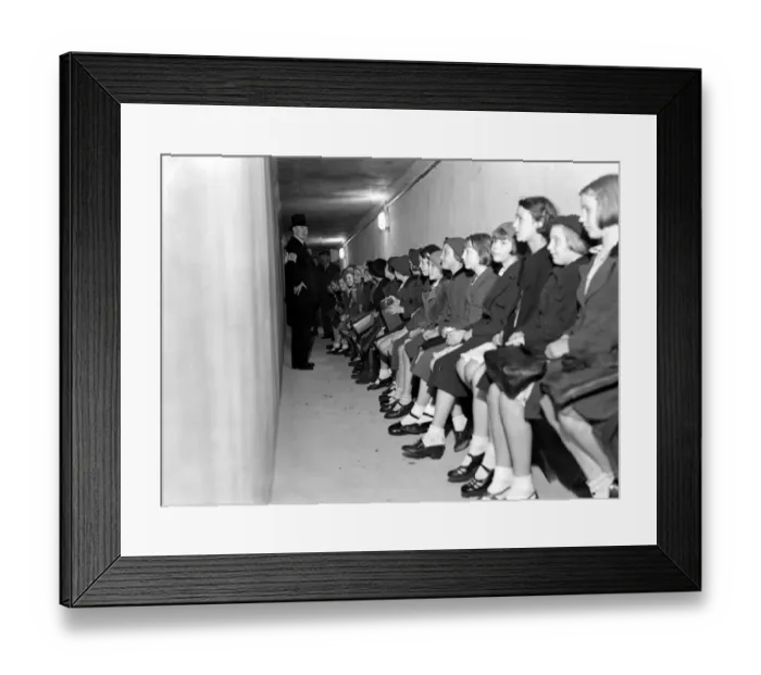 Framed Print : The public inspect the four miles of A. R. P. Galleries beneth Hyde Park, St James Park Framed Print : The public inspect the four miles of A. R. P. Galleries beneth Hyde Park, St James Park