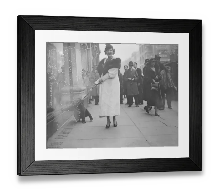 Framed Print : Bear goes shopping in Oxford Street. 16 November 1934 Framed Print : Bear goes shopping in Oxford Street. 16 November 1934
