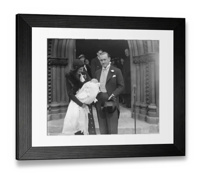 Framed Print : Mr and Mrs FA Gardiner and their infant son after the babys christening at St Marks Church Framed Print : Mr and Mrs FA Gardiner and their infant son after the babys christening at St Marks Church