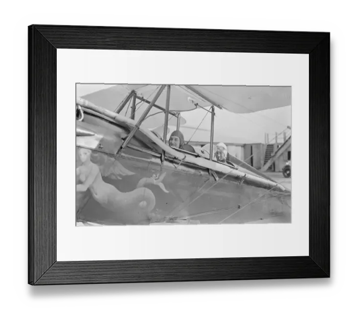 Framed Print : Guild of air pilots and navigators display at Brooklands Hon Mrs E Montagu and her pilot Framed Print : Guild of air pilots and navigators display at Brooklands Hon Mrs E Montagu and her pilot
