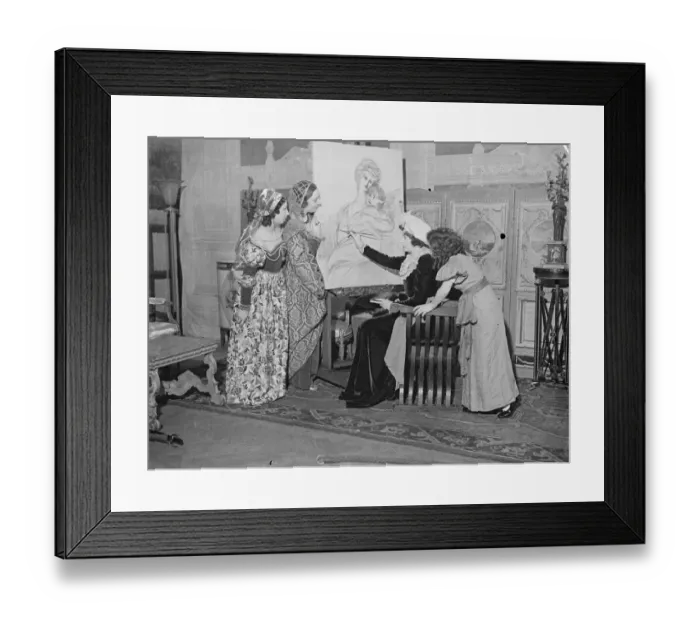 Framed Print : Beauties of the past come to life in London. Well-known women, in costume, are appearing