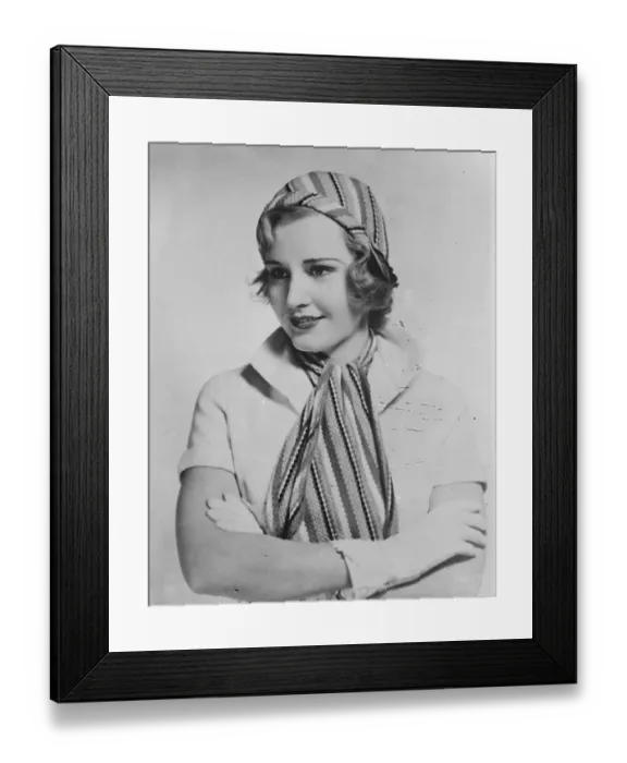 Framed Print : Cap and scarf to match for sports. The latest thing in sportswear worn by Madge Framed Print : Cap and scarf to match for sports. The latest thing in sportswear worn by Madge