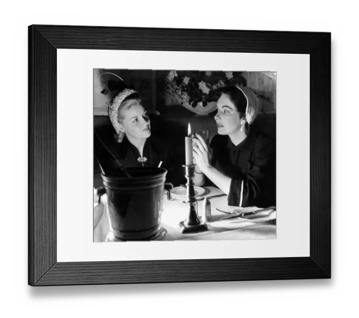 Framed Print : Betty Whelan (left) and Dorothy Flynn, young Irish beauties dining by candlelight Framed Print : Betty Whelan (left) and Dorothy Flynn, young Irish beauties dining by candlelight