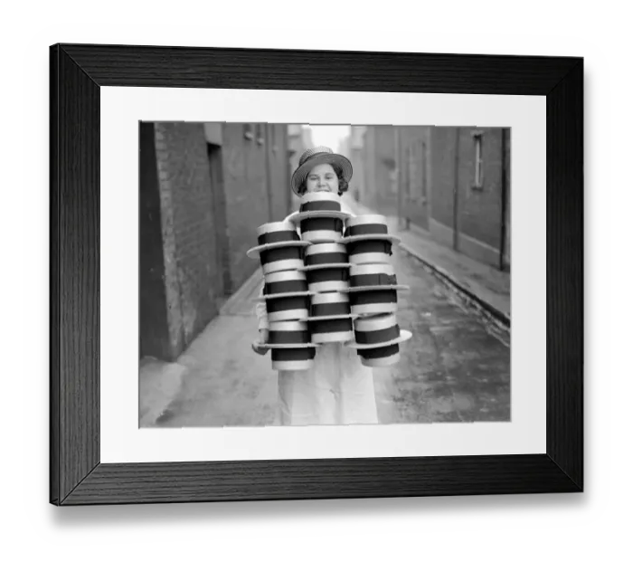 Framed Print : Straw and felt hat making at Messrs Olemeys, 43 York Street, Luton. 24 April 1934 Framed Print : Straw and felt hat making at Messrs Olemeys, 43 York Street, Luton. 24 April 1934