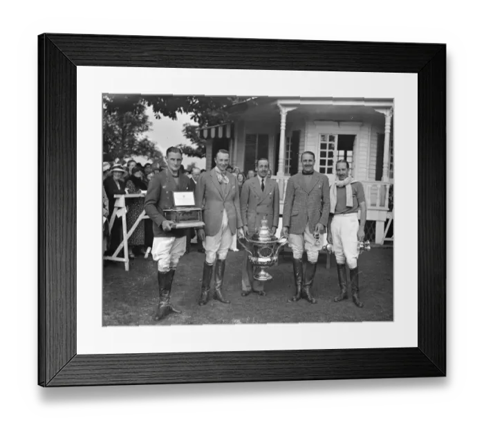 Framed Print : Ranelagh farm polo club. Kings Coronation Cup Final Left to right -; Sir Ian Walker