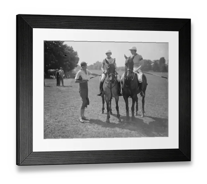 Framed Print : Ladies Polo at Ranelagh Mrs Leslie chatting to two of the Oddments team, Hon Mrs Greenall Framed Print : Ladies Polo at Ranelagh Mrs Leslie chatting to two of the Oddments team, Hon Mrs Greenall