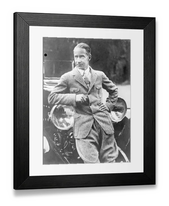 Framed Print : Ex-Crown Prince Wilhelm of Germany leaning on a car in his holiday suit. [son of Framed Print : Ex-Crown Prince Wilhelm of Germany leaning on a car in his holiday suit. [son of