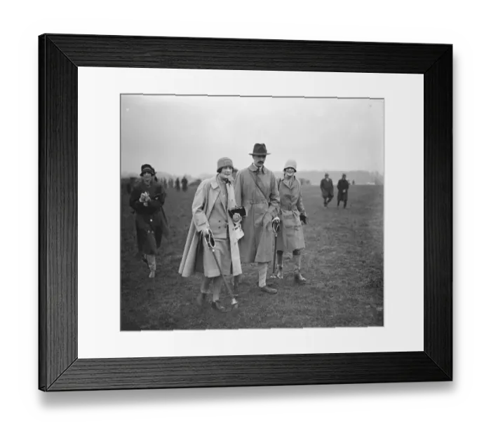 Framed Print : Beaufort Hunt point to point at Hazelton. Mrs Maurice Kingscote ( left ). 1928