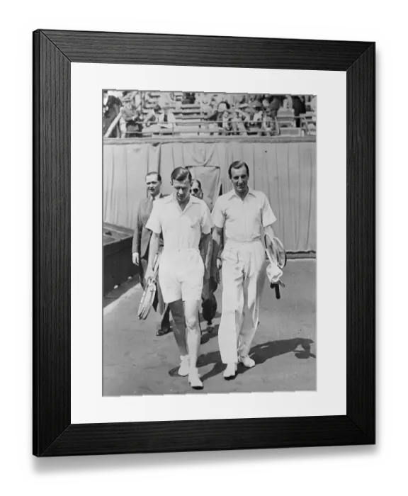 Framed Print : Perry and Austin, leading British players, defeated in Paris tournament. Fred Perry
