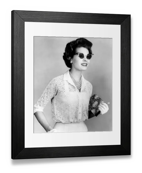 Framed Print : A 1950 advertisement : Bausch & Lombs new Ray-Ban Smart Set has the exotic look Framed Print : A 1950 advertisement : Bausch & Lombs new Ray-Ban Smart Set has the exotic look