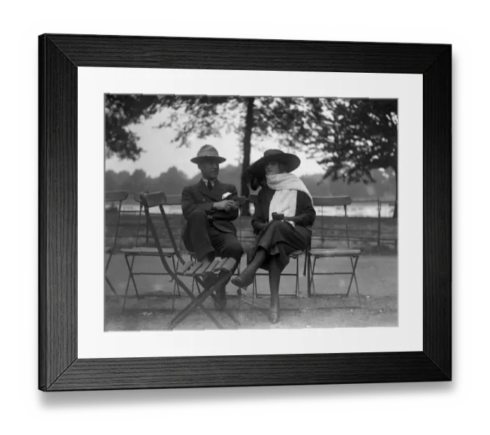 Framed Print : Mme Peletier with her husband sitting in Hyde Park, London. She is an English Framed Print : Mme Peletier with her husband sitting in Hyde Park, London. She is an English