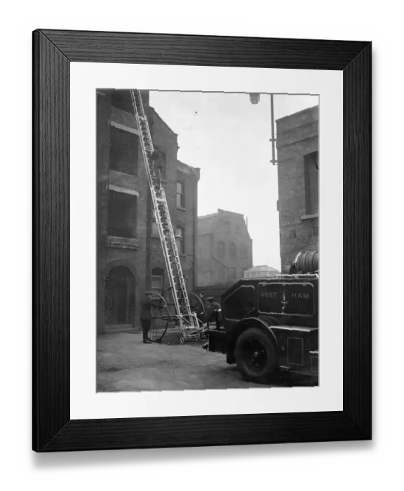 Framed Print : West Ham fire engine like a motor coach. A new fire engine in the front of which Framed Print : West Ham fire engine like a motor coach. A new fire engine in the front of which