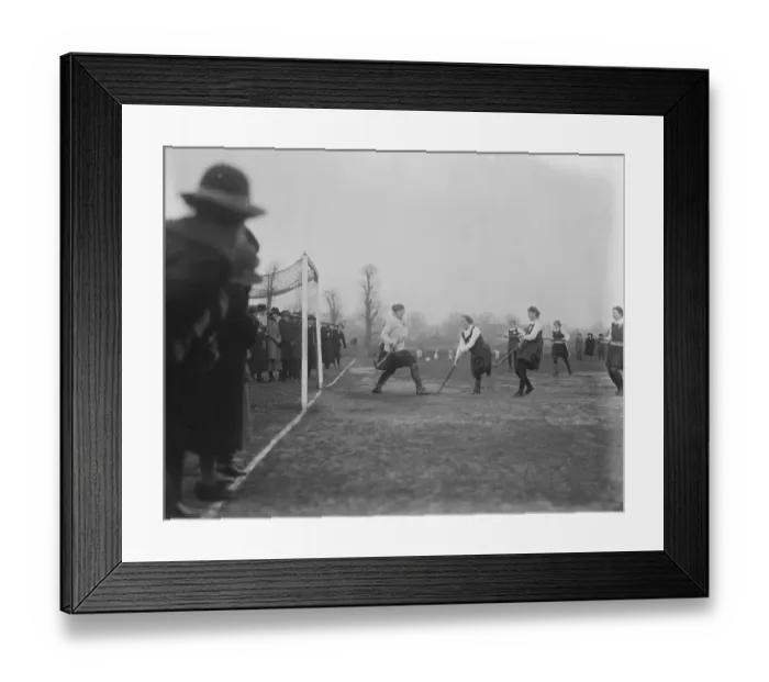Framed Print : Ladies hockey at Kew. East versus the South Territorials. 26 February 1921 Framed Print : Ladies hockey at Kew. East versus the South Territorials. 26 February 1921