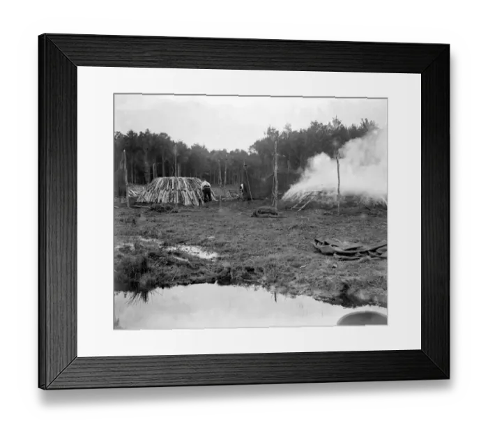 Framed Print : Charcoal burning for the trenches in the New Forest Framed Print : Charcoal burning for the trenches in the New Forest