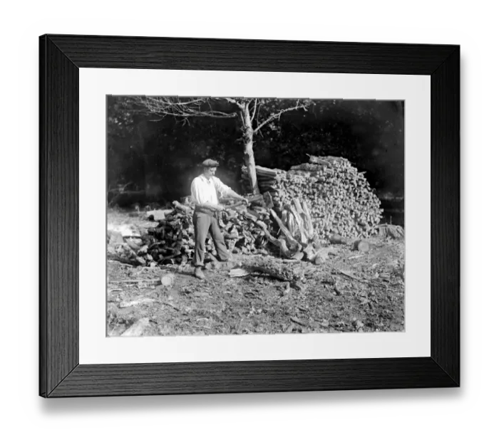 Framed Print : Charcoal burning for the trenches in the New Forest Framed Print : Charcoal burning for the trenches in the New Forest