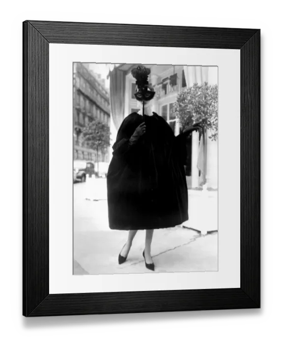 Framed Print : Paris: Reminiscent of the Venetian Domino is this evening cloak, entitled Panach, by Yves St Framed Print : Paris: Reminiscent of the Venetian Domino is this evening cloak, entitled Panach, by Yves St