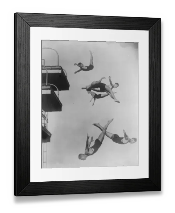 Framed Print : Diving six at once 1929 Framed Print : Diving six at once 1929