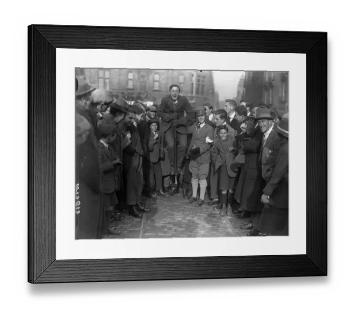 Framed Print : A student on a Pogo stick at at Cambridge 13th November 1921