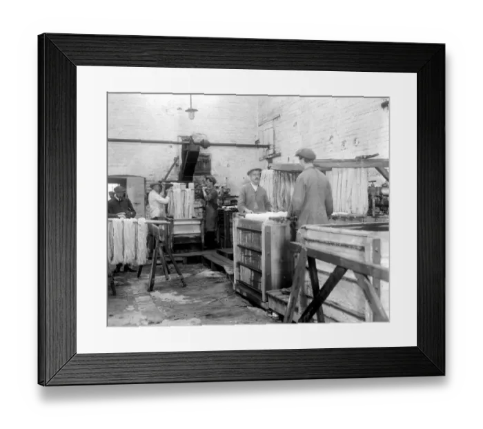 Framed Print : Carpet making at Wilton. Dyeing the wool. 1920