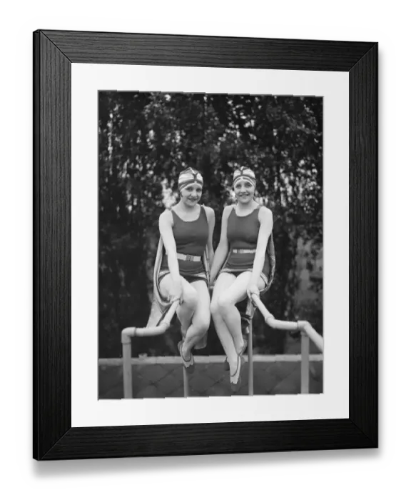 Framed Print : The inseparable dodge twins at Chiswick Baths. 20 July 1926 Framed Print : The inseparable dodge twins at Chiswick Baths. 20 July 1926