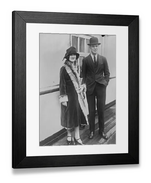 Framed Print : Prince Erik of Denmark and his Princess on their arrival at New York. 2 July 1926 Framed Print : Prince Erik of Denmark and his Princess on their arrival at New York. 2 July 1926