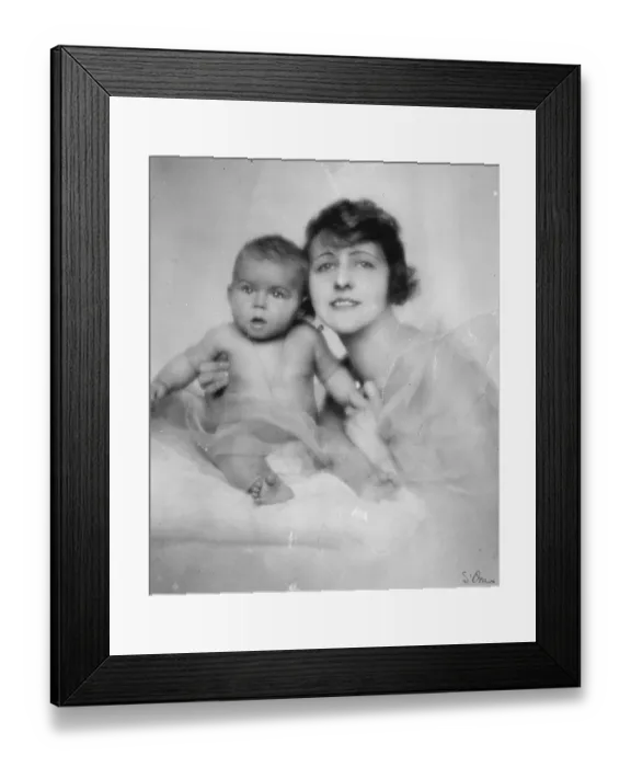 Framed Print : Baby whose birth broght millions The Baroness Benko with her little son who will Framed Print : Baby whose birth broght millions The Baroness Benko with her little son who will