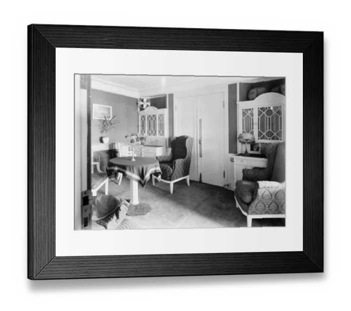Framed Print : Suite on Berengaria. The sittingroom. 1 July 1924 Framed Print : Suite on Berengaria. The sittingroom. 1 July 1924