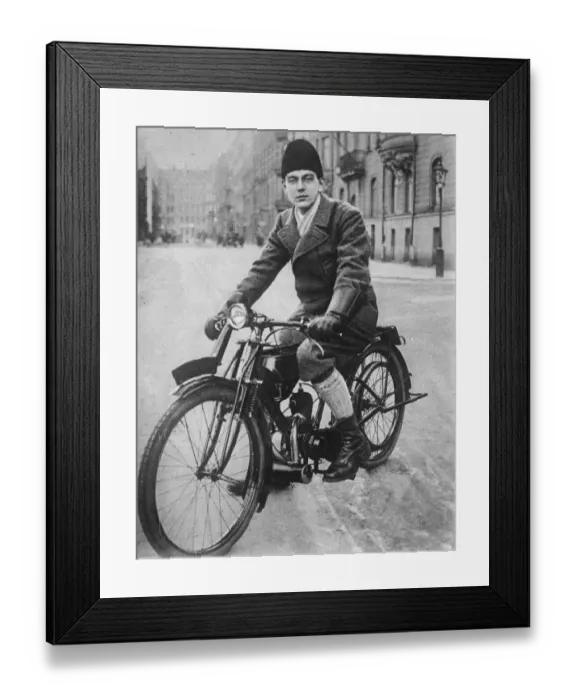Framed Print : Royalty as motor cyclist. Prince Lennart of Sweden, only son of the well known