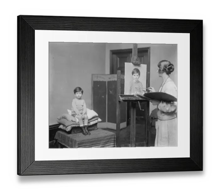 Framed Print : The Duke of Devonshires grandson sits for his portrait. The Hon Maurice Macmillan Framed Print : The Duke of Devonshires grandson sits for his portrait. The Hon Maurice Macmillan