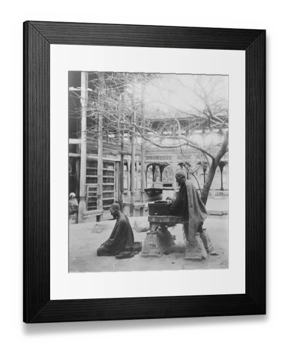 Framed Print : Kashmir, India Monks at their devotion in a courtyard in a Temple at Srinagar Framed Print : Kashmir, India Monks at their devotion in a courtyard in a Temple at Srinagar