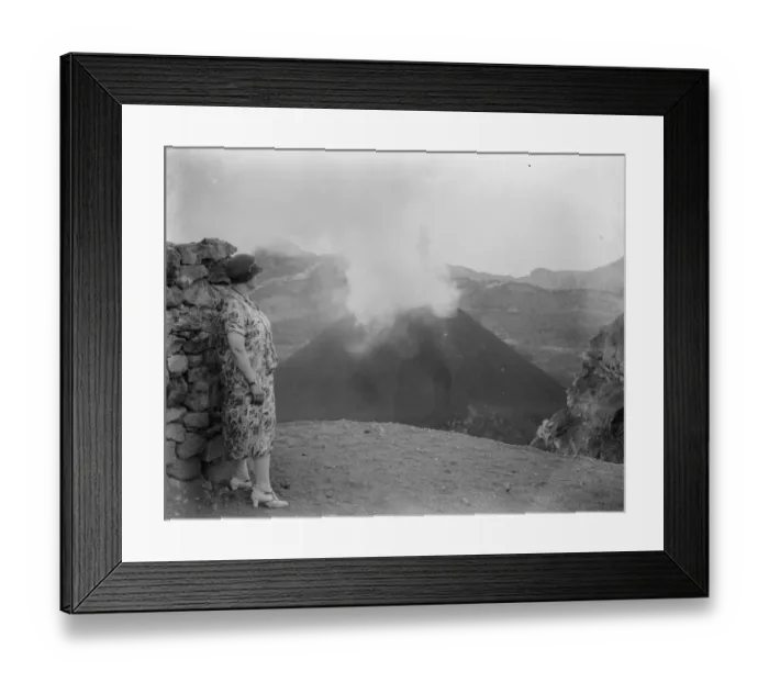 Framed Print : An eruptive cone in the crater of Vesuvius. 29 November 1926