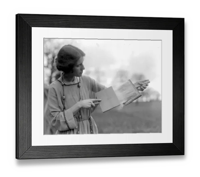 Framed Print : Home dyeing and weaving industry at Alston Studio. Combing the raw fleece. 1920