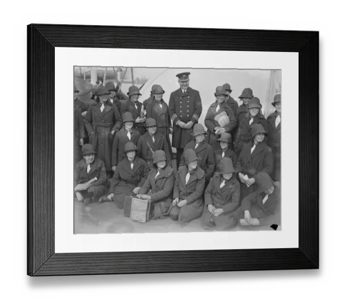 Framed Print : Barnardo girls leave Tilbury for Australia on SS Euripides With the captain, captain P J Collins Framed Print : Barnardo girls leave Tilbury for Australia on SS Euripides With the captain, captain P J Collins