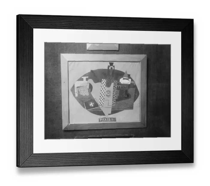 Framed Print : Exhibition of Cubist picture by Pablo Picasso at the Leicester Galleries Still Life Harlequin 12