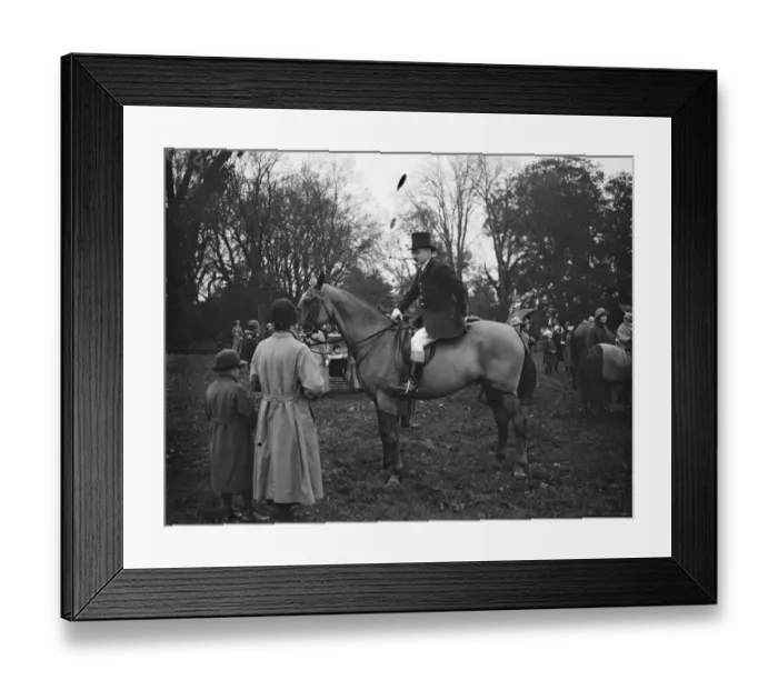 Framed Print : Meet of Leconfield hounds at Petworth House, Sussex. General Sir Ivor Maxse. 1